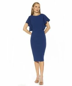 Women's ALEXIA ADMOR Flutter Midi Sheath Dress