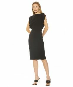 Women's ALEXIA ADMOR Draped A-Line Midi Dress