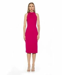 Women's ALEXIA ADMOR Mockneck Midi Sheath Dress
