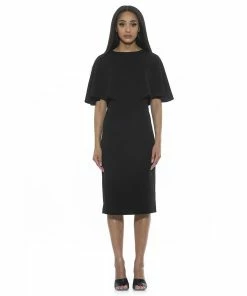 Women's ALEXIA ADMOR Flutter-Sleeve Fitted Midi Sheath Dress