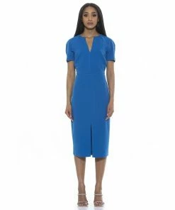 Women's ALEXIA ADMOR Splitneck Midi Sheath Dress
