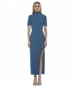 Women's ALEXIA ADMOR Mockneck High-Slit Maxi Dress