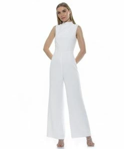Women's ALEXIA ADMOR Mockneck Flare-Leg Jumpsuit