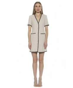 Women's ALEXIA ADMOR Tweed Button Down Shift Dress