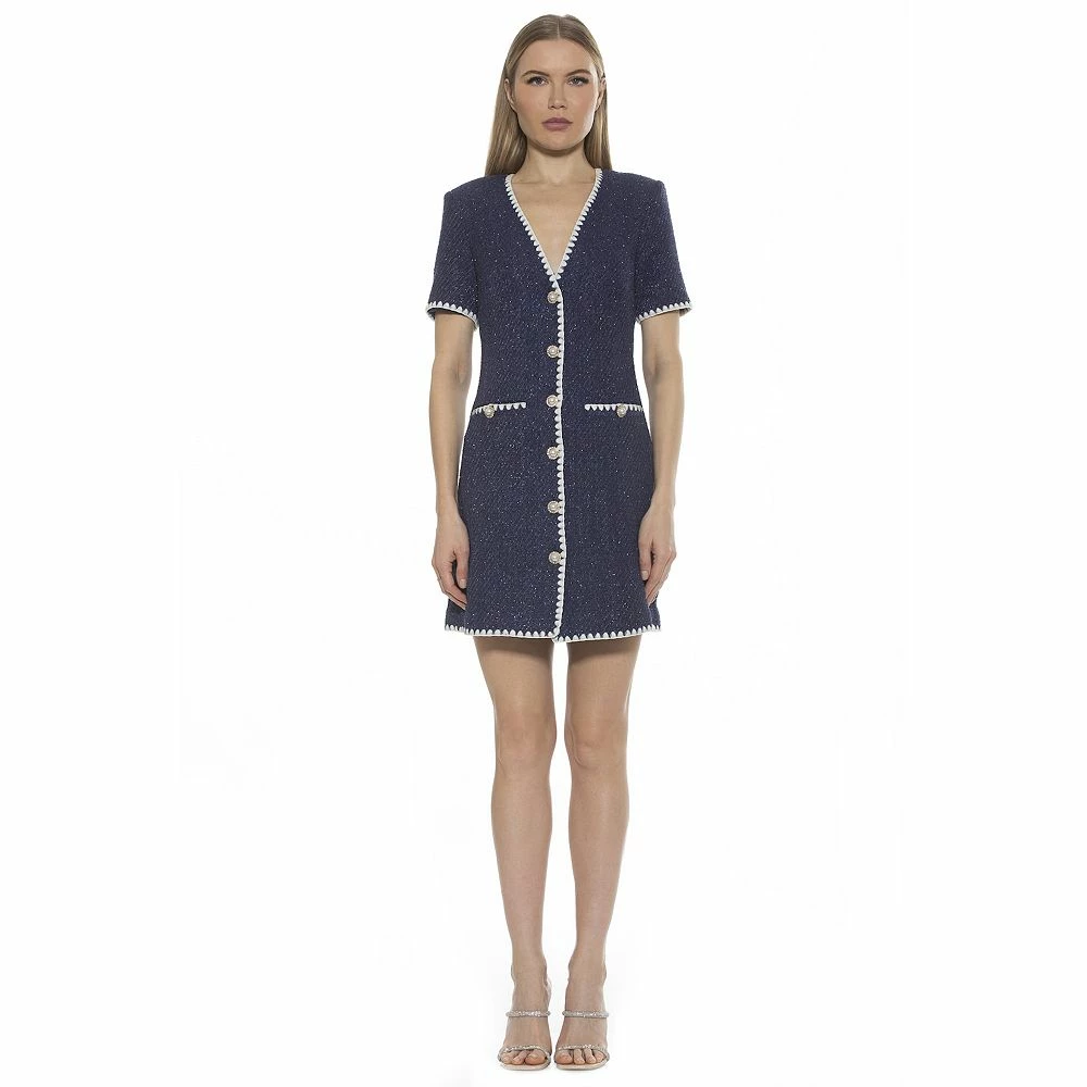 Women's ALEXIA ADMOR Tweed Button Down Shift Dress - Image 4