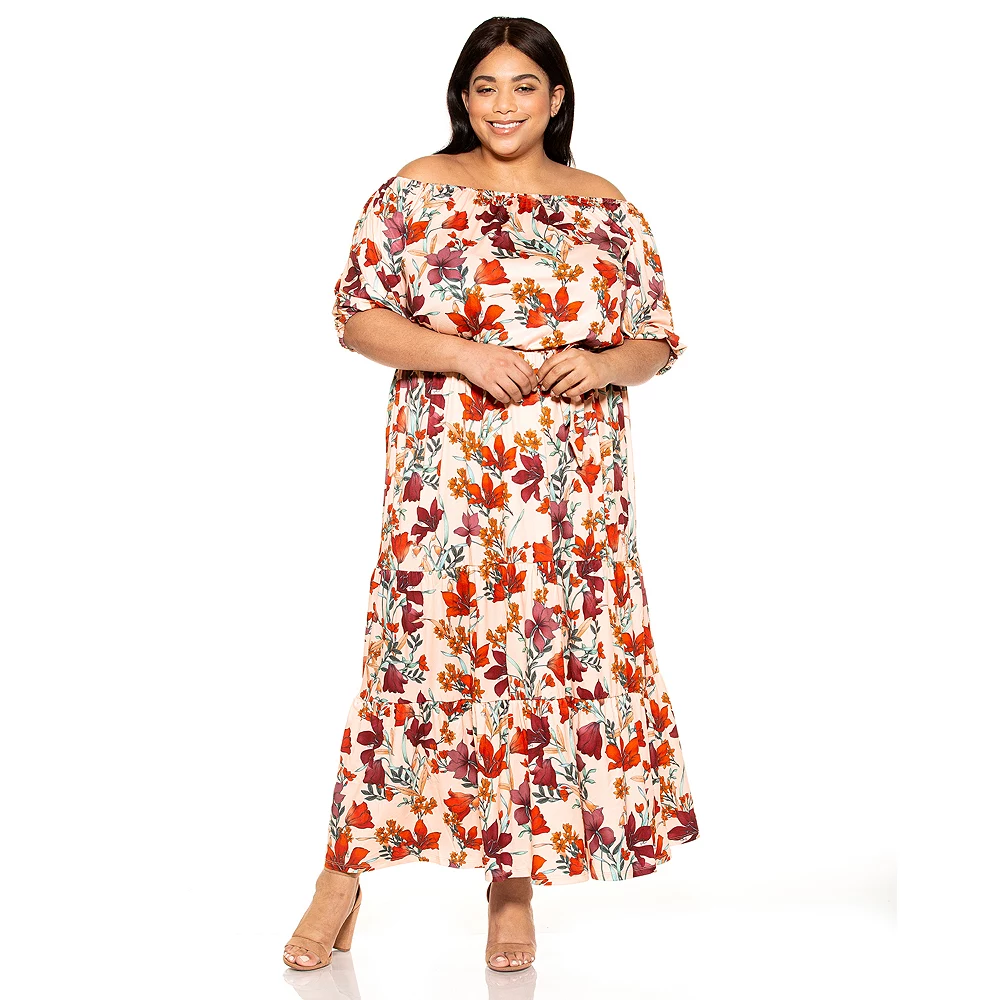 Plus Size ALEXIA ADMOR Off-The-Shoulder Maxi Dress